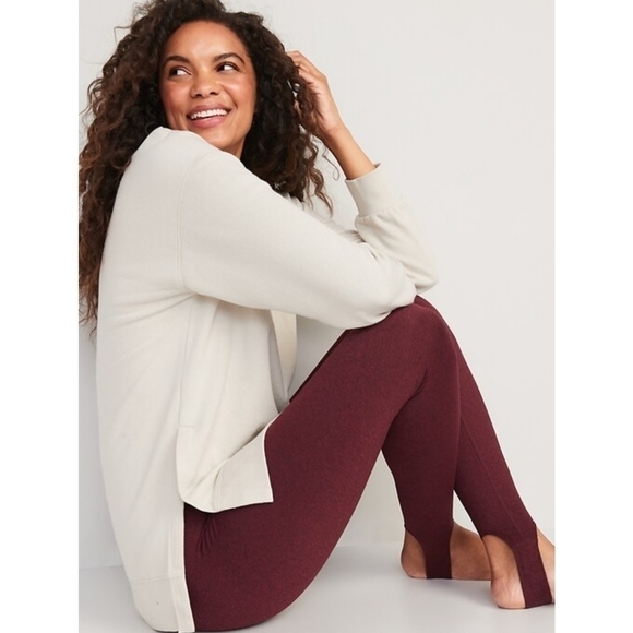NEW Old Navy High-Waisted CozeCore Heathered Performance Stirrup Leggings - Picture 1 of 12